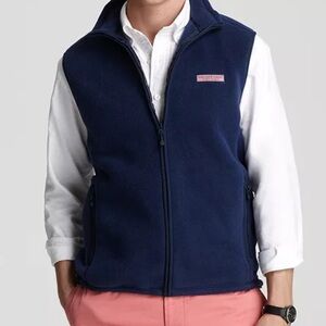 Vineyard Vines Harbor Navy Fleece Vest Size Medium